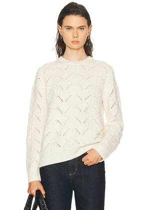 Loulou de Saison Clyde 3D Shell Knit Sweater in Ivory - Ivory. Size M (also in XS, S, L).