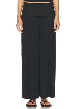 LUNYA Soft Modal Rib Fold Over Pant in Immersed Black - Black. Size M (also in L, S, XS).