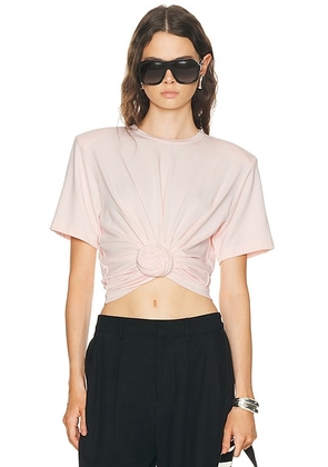 Magda Butrym Tie Front T-Shirt in Pink - Blush. Size 38 (also in ).