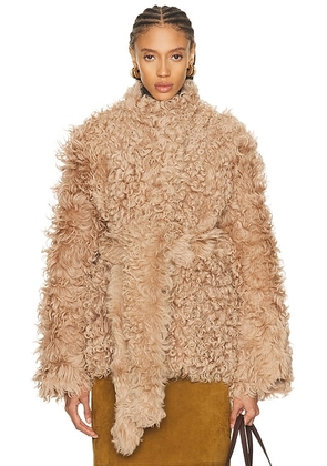 NOUR HAMMOUR Elsa Coat in Antique Nude - Taupe. Size M (also in L, S).