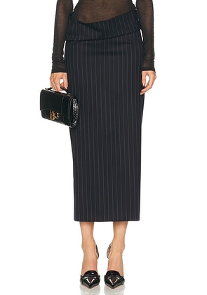 Mugler Stretch Tube Skirt in Navy & White - Navy. Size 40 (also in ).