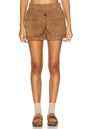 Monse Deconstructed Short in Tan - Brown. Size 0 (also in 2, 4, 6, 8).