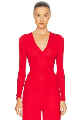 Negative Underwear Whipped Henley in Cerise - Red. Size XL/1X (also in S, XS).