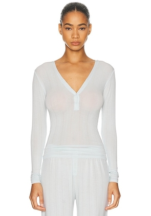 Negative Underwear Whipped Henley in Mist - Baby Blue. Size L (also in M, S, XS).