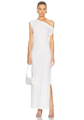Norma Kamali Drop Shoulder Side Slit Long Dress in Snow White - White. Size M (also in S, XS, L, XL).