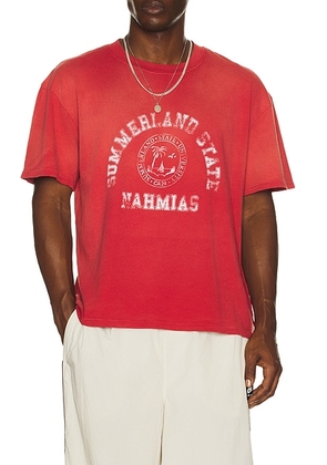 Nahmias Summerland State Boxy Tee in Ruby - Red. Size XXL/2X (also in L, M, S).