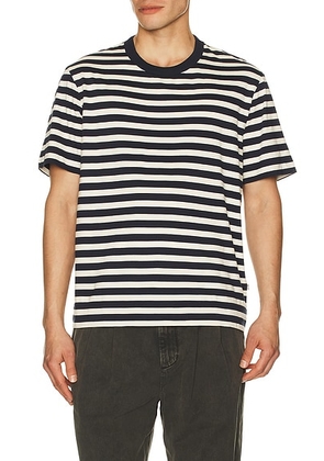 NN07 Pedro Tee in Navy Stripe - Navy. Size L (also in M, S, XL/1X, XXL/2X).
