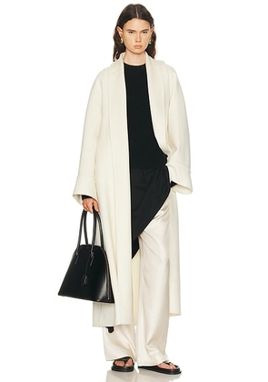 NOUR HAMMOUR Sima Wool Coat in Chantilly - Ivory. Size S (also in ).