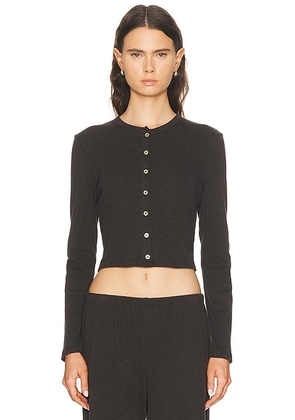 LESET Nando Cardigan in Chocolate Melange - Chocolate. Size L (also in XS, S, M, XL).