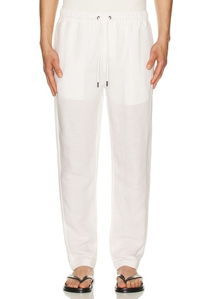 Onia Air Linen Pull-On Pant in White - White. Size L (also in XL/1X, S, M).