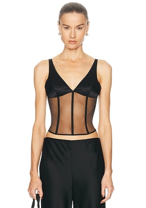 Kiki de Montparnasse Soie Corset Tank Top in Black - Black. Size XS (also in L).