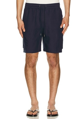 Onia Air Linen Pull-On Cargo Short in Deep Navy - Navy. Size L (also in S, M, XL/1X).
