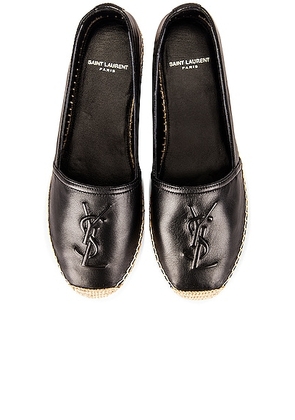 Saint Laurent Logo Flat Espadrille in Black - Black. Size 37 (also in 36.5, 37.5, 38, 40, 38.5, 39, 39.5, 41, 40.5).