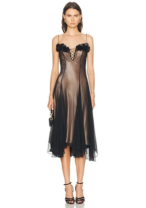 Mirror Palais Valentina Dress in Honey & Noir - Black. Size L (also in XS, S, M).