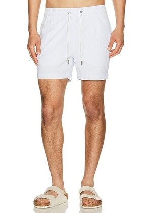 Onia Charles 5 Swim Trunk in Pale Blue & White - Blue. Size L (also in S, M, XL/1X).