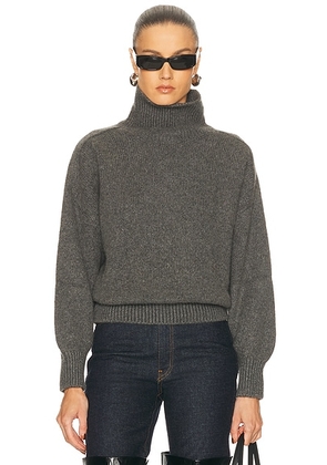 KHAITE Willem Cashmere Sweater in Stone - Charcoal. Size M (also in L, XS).
