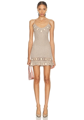 Mirror Palais 3d Flower Mini Dress in Grey - Grey. Size L (also in XS, S, M).