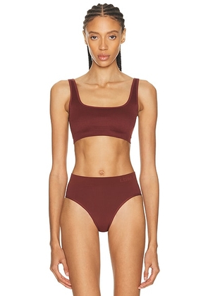 LDMA High Sculpt Ribbed Seamless Bra in Crimson - Burgundy. Size M (also in XS, S, L).