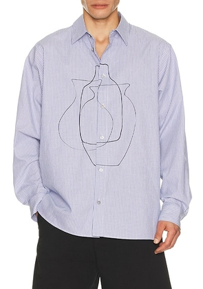 Le17Septembre Printed Striped Shirt in Blue - Blue. Size 46 (also in 48, 50, 52).