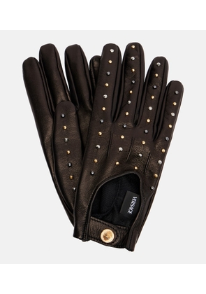 Versace Cutout studded leather gloves