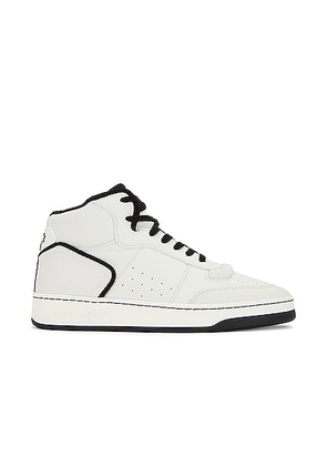 Saint Laurent SL80 Mid Top Sneaker Cuir Meridiano Graine in White - White. Size 41 (also in 40, 43).