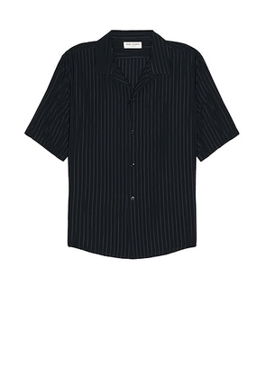 Saint Laurent Chemise Polo Col Requin in Bleu Mint - Navy. Size 41 (also in 39).