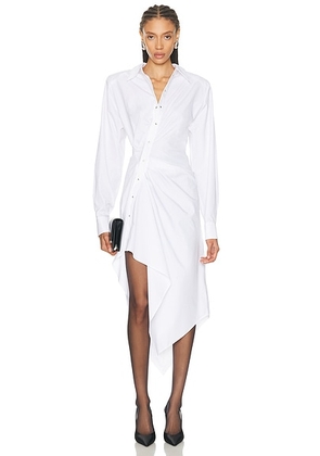 Mugler Asymmetrical Shirt Dress in Optic White - White. Size 36 (also in 40).