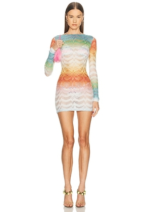 Missoni Long Sleeve Tee Dress in Multicolor - White,Orange. Size 40 (also in 42).