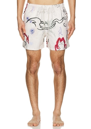 OAS Paradox Swim Shorts in Light Multi - Cream. Size M (also in L, S).