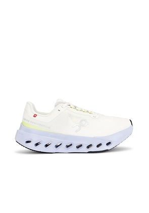 On Cloudsurfer Next Sneaker in Ivory & Nimbus - Lavender. Size 5 (also in 10, 5.5, 6, 6.5, 7, 7.5, 8, 8.5, 9, 9.5).
