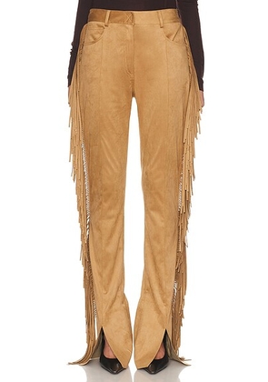 Norma Kamali Fringe Spat Pant in Camel - Brown. Size L (also in ).