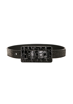 Saint Laurent Embossed Leather Belt in Nero - Black. Size 90 (also in 85).