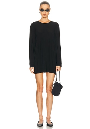 Norma Kamali Oversized Long Sleeve Mini Dress in Black - Black. Size M (also in L, S, XS).