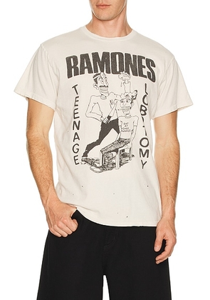 Madeworn Ramones 90's Crew Tee in Vintage White - White. Size L (also in M, S, XL/1X).