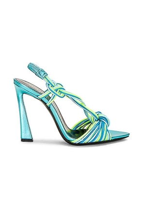 Saint Laurent Strappy Sandal in Cerulean & Giallo Fluo - Teal. Size 37 (also in 38, 38.5, 39, 36.5, 37.5).