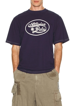 Nicholas Daley Records Tee in Midnight - Navy. Size L (also in S, M, XL/1X).