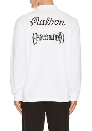 Malbon Golf x Grateful Dead Stealie Polo in White - White. Size M (also in S, L, XL/1X).