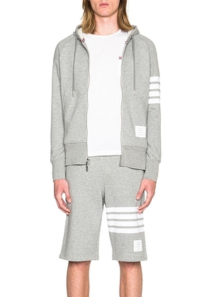 Thom Browne Engineered 4 Bar Zip Hoodie in Light Heather Grey - Grey. Size 2 (also in 1).