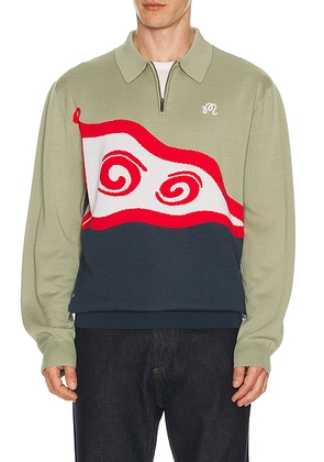Malbon Golf Burgee Sweater in Seagrass & Navy - Blue. Size M (also in S, L, XL/1X).