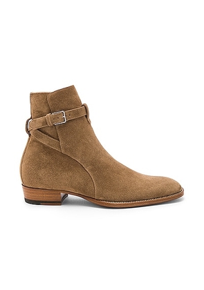 Saint Laurent Suede Wyatt Jodhpur Boots in Light Cigar - Brown. Size 41 (also in 40, 42).
