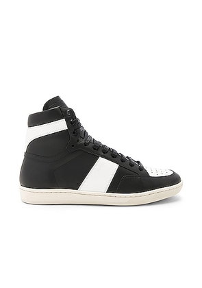Saint Laurent Signature Court Classic SL/10H Leather High Top Sneakers in Black & White - Black. Size 41 (also in 40, 42, 43, 44).