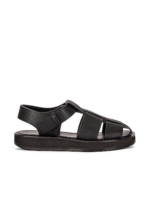 The Row Fisherman Leather Sandals in Black - Black. Size 40.5 (also in 39, 39.5, 41).