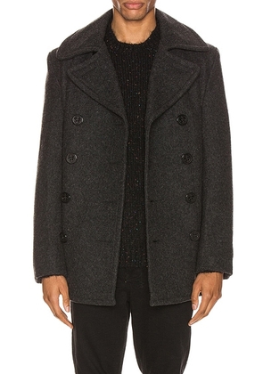 Schott Slim Fit Peacoat in Dark Ox - Black, Gray. Size S (also in M, XL/1X).