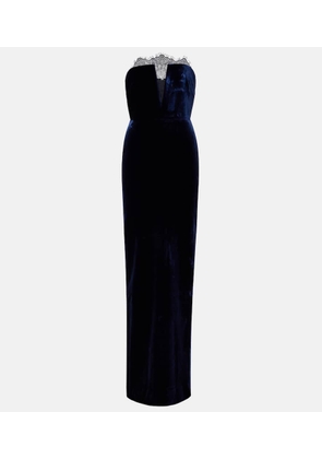 Roland Mouret Lace-trimmed velvet corset gown