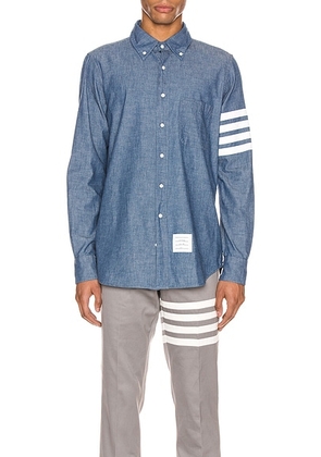 Thom Browne Straight Fit Button Down Long Sleeve Shirt in Blue - Denim-Medium. Size 2 (also in 1, 3, 4, 5).