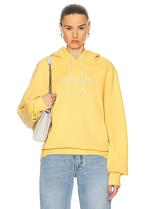 Saint Laurent Logo Hoodie Sweathshirt in Jaune & Naturel - Yellow. Size S (also in L, XS).