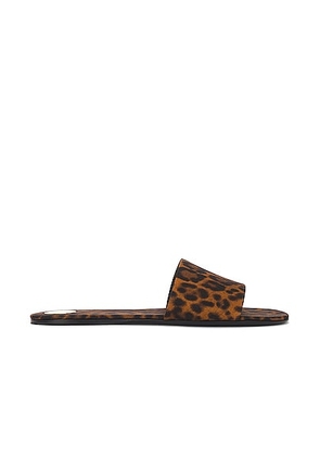 Saint Laurent Carlyle Flat Slide in Manto Naturale - Brown. Size 37.5 (also in 36, 38.5, 39, 39.5, 40).