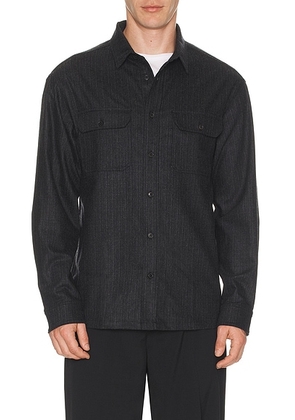 NILI LOTAN Evander Shirt in Charcoal - Sage. Size S (also in XXL/2X).