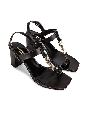 Saint Laurent Cassandra Sandals in Nero - Black. Size 38 (also in 37, 40, 38.5, 39.5).