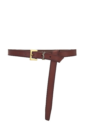 Saint Laurent Skinny Cassandre Long Belt in Dark Brown Chocolate & Brown Chocolate - Brown. Size 85 (also in 65, 70).